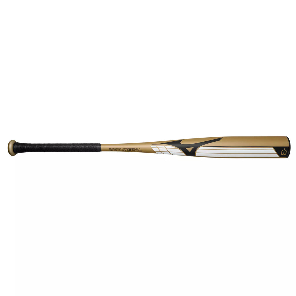 Mizuno HOT METAL - BBCOR Baseball Bat (-3), Gold/Black
