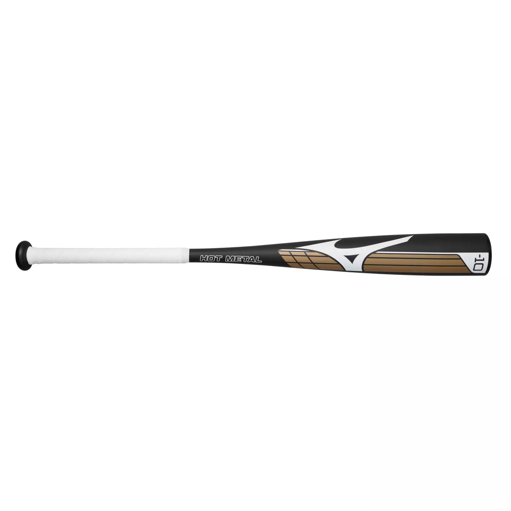 Mizuno Youth HOT METAL - Big Barrel USSSA Baseball Bat (-10), Black/Gold