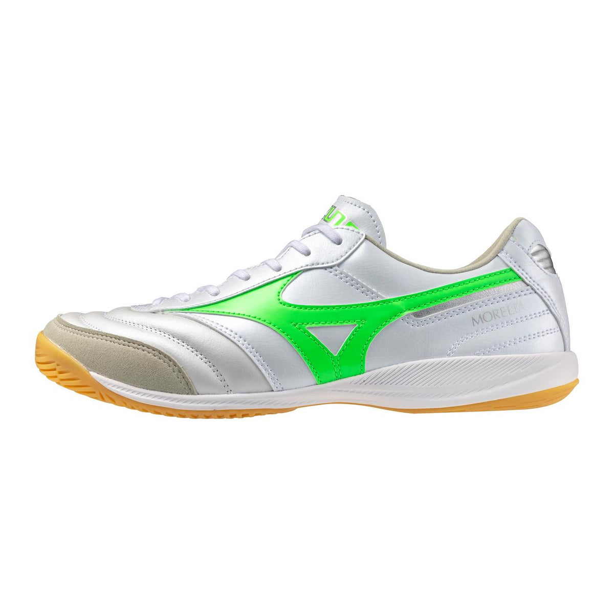 Mizuno Morelia Sala Elite IN Indoor Soccer Shoes, White/Neon Green