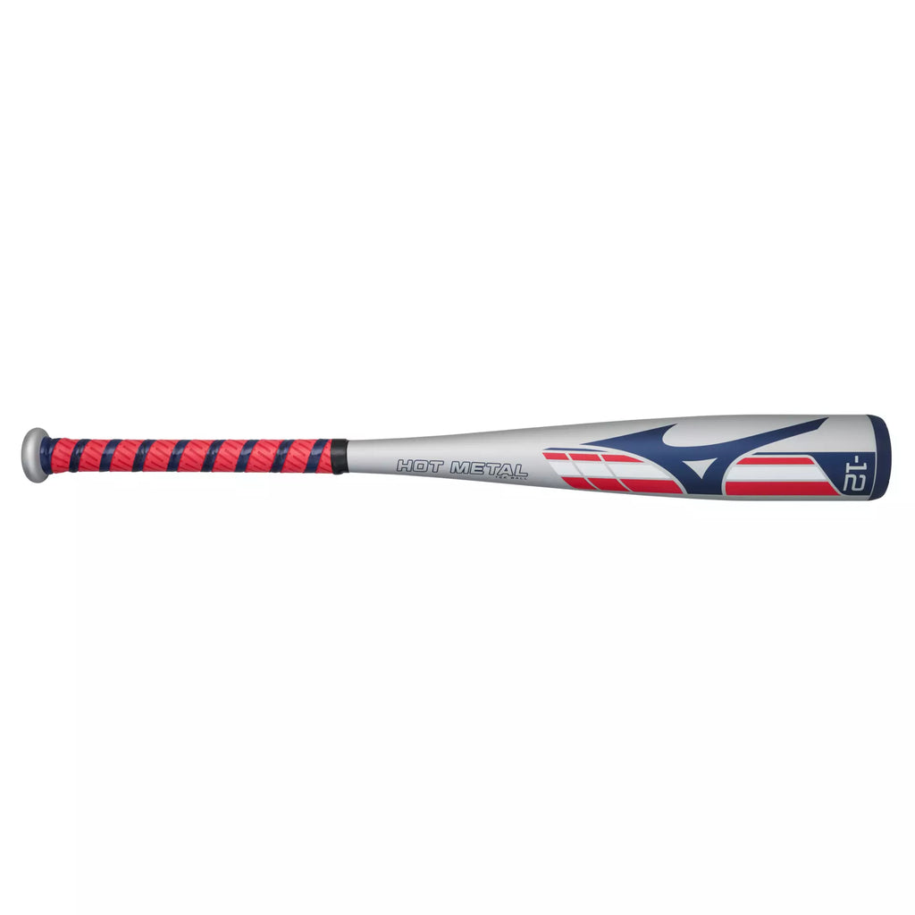 Mizuno HOT METAL - Big Barrel Tee Ball USA Baseball Bat (-12), Grey/Red